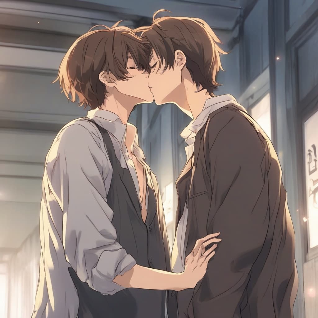 BL キスシーン構図 - 屈むキス - Stable Diffusion AI 生成画像