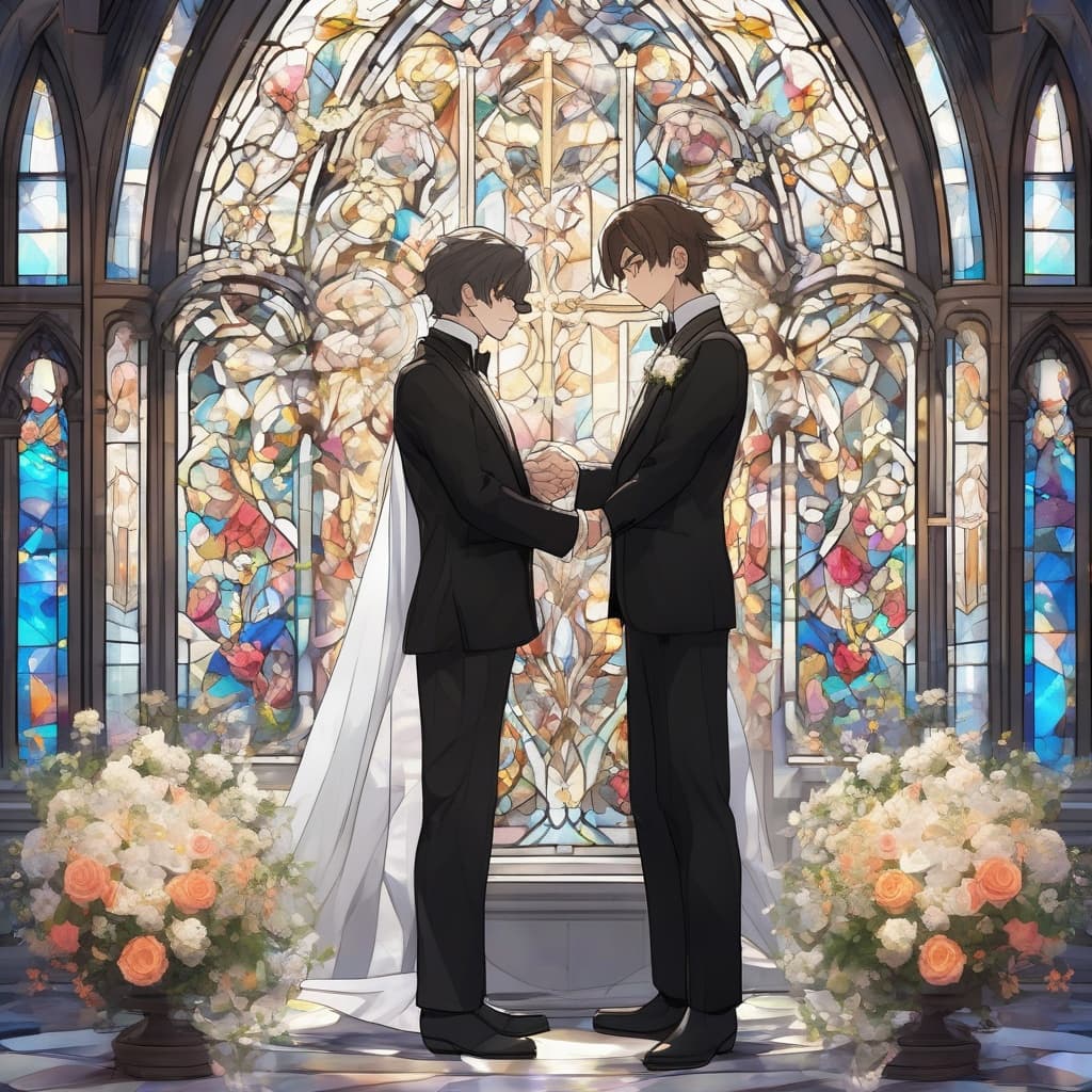 BL 結婚式構図 - タキシード誓いシーン - Stable Diffusion AI 生成画像