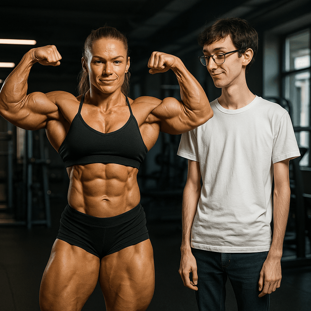 体格差カップル gpt-image-1 retry - bodytype-diff-bodybuilder-female-slim-male-extreme