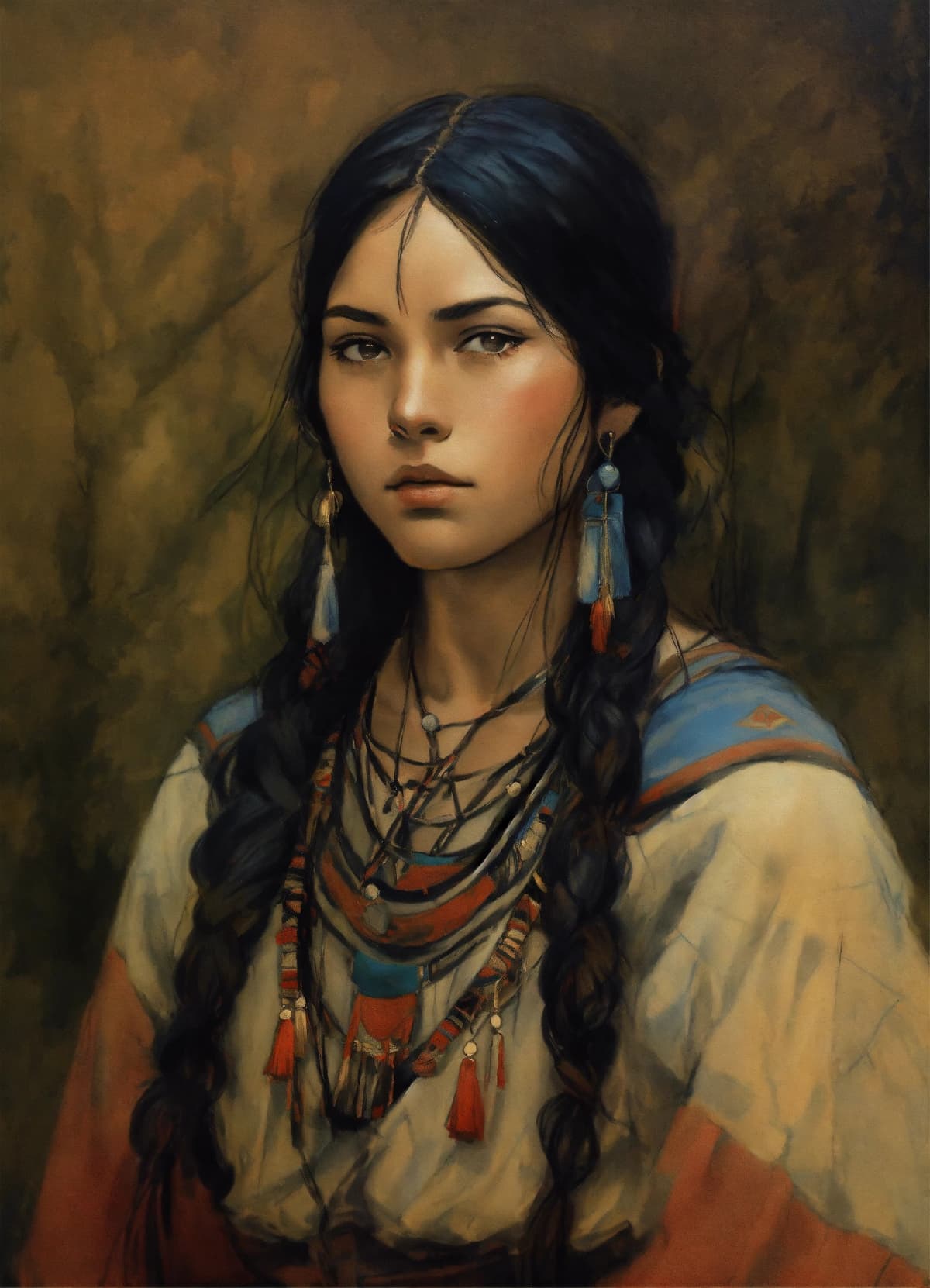 Painting of a young sámi woman, black hair, 18 years old, si...Stable Diffusion AI生成画像