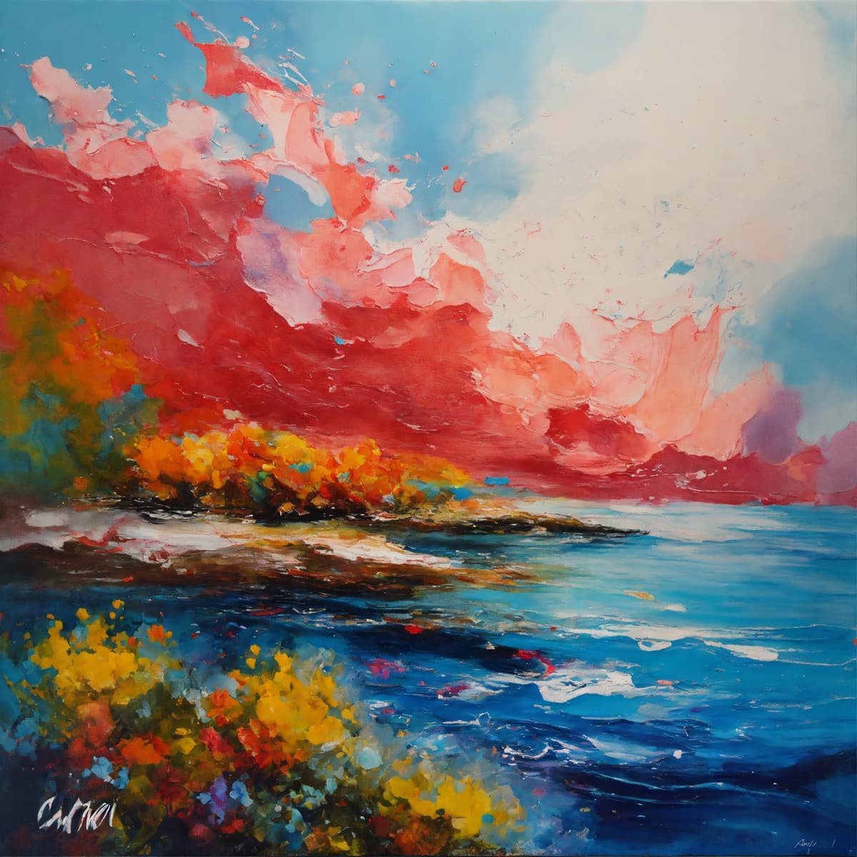 draw an abstract painting, mixing acrylics, palette knife an...Stable Diffusion AI生成画像