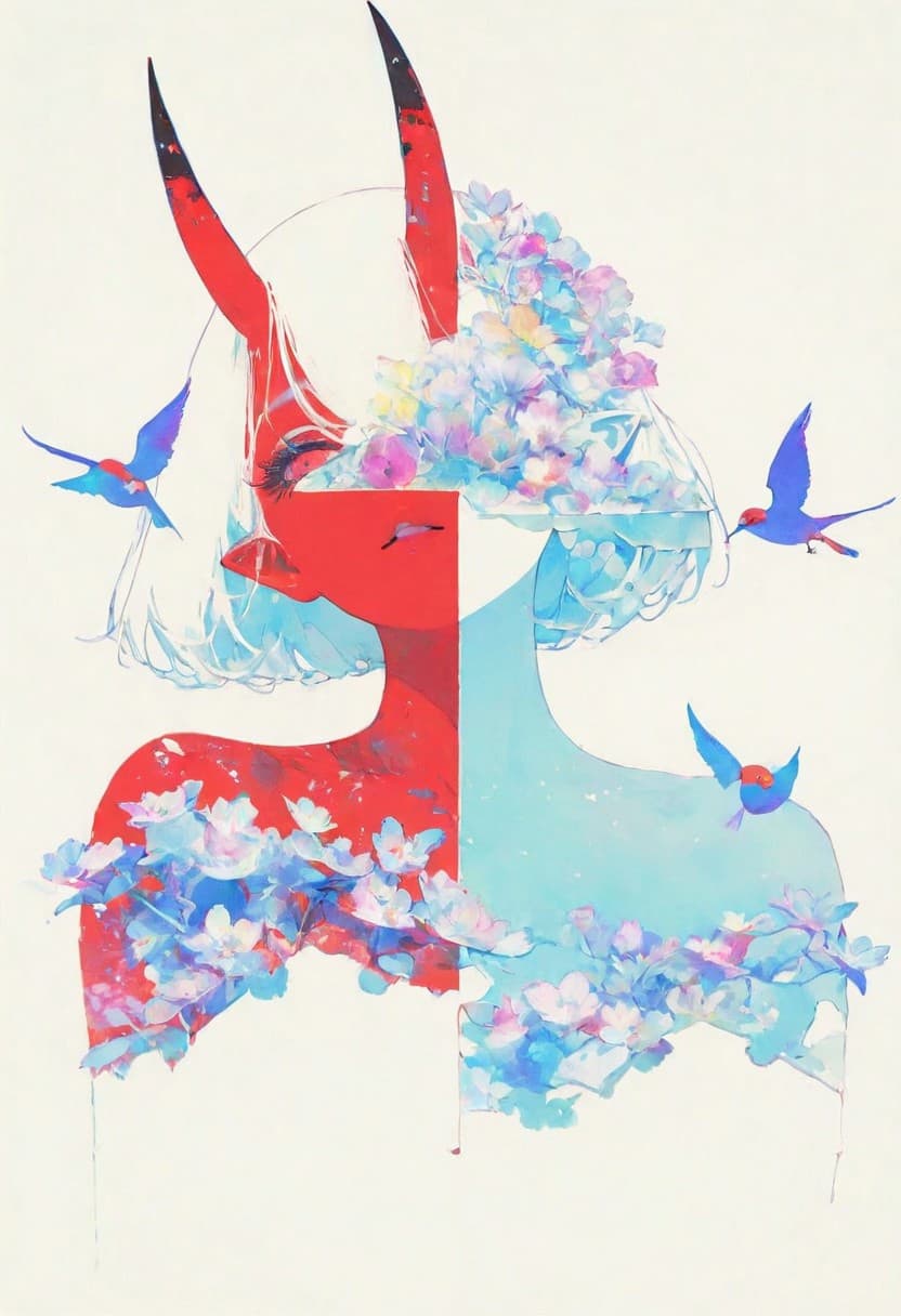 フォアショートニングで描かれた座りポーズの美少女の精密イラスト - Stable Diffusion AI生成画像