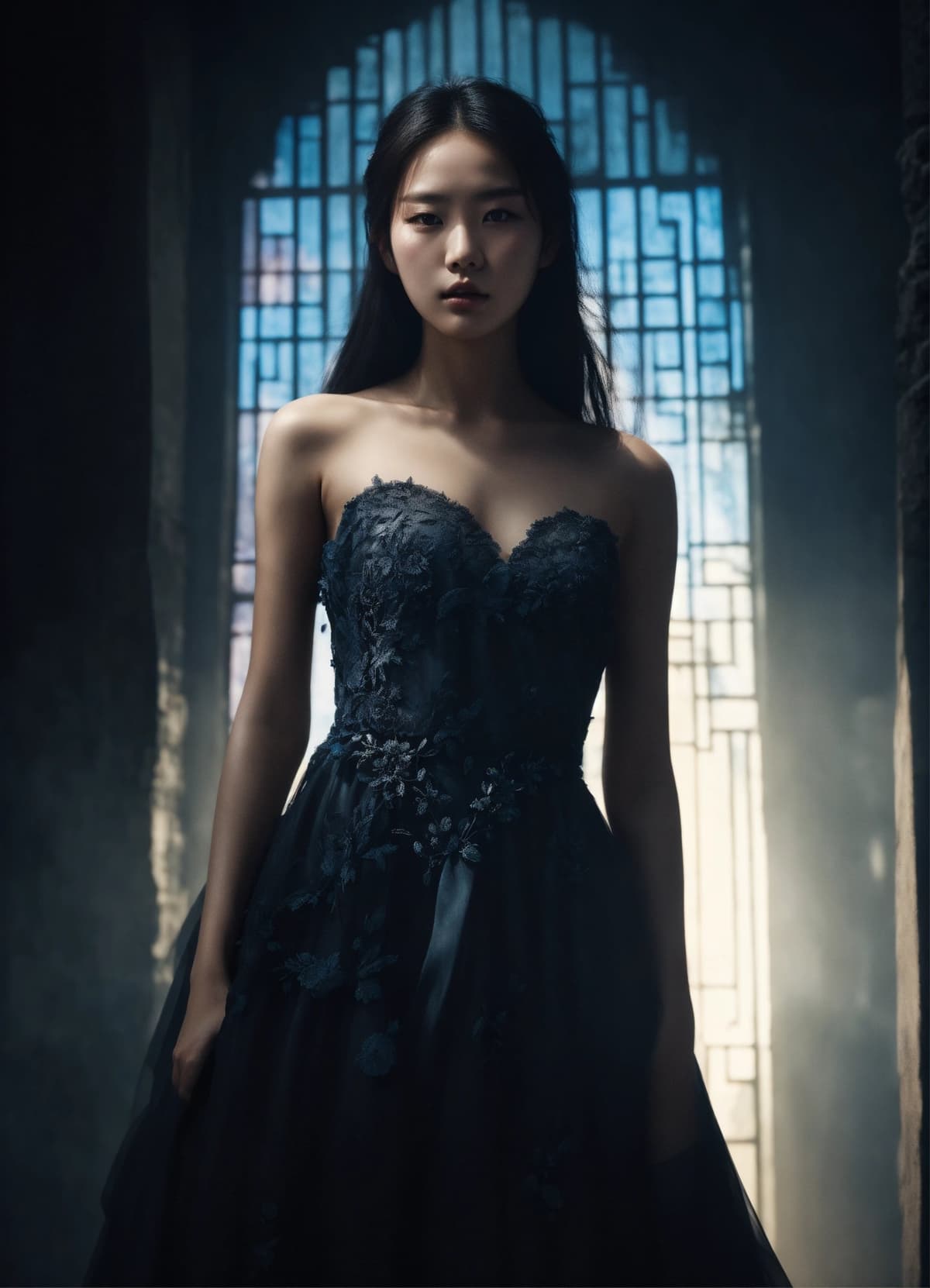 フォーマルドレス姿の優雅な女性ポートレート。Stable Diffusion AI生成画像