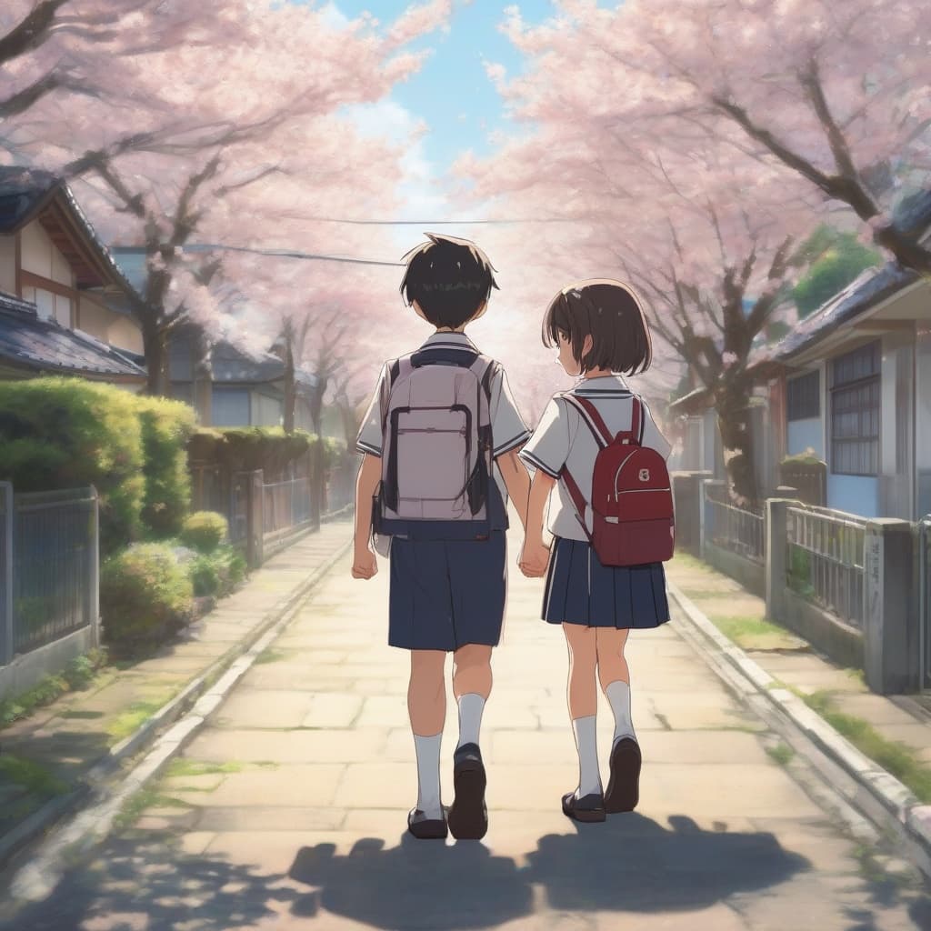 身長差 兄妹 - 高校生兄と小学生妹 - Stable Diffusion AI 生成画像
