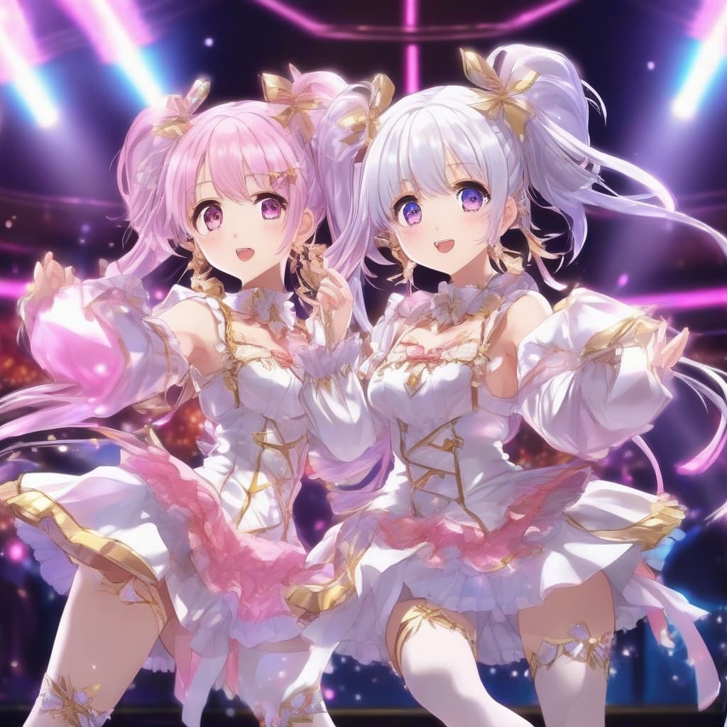 身長差 VTuber アイドル - デュオ衣装 - Stable Diffusion AI 生成画像