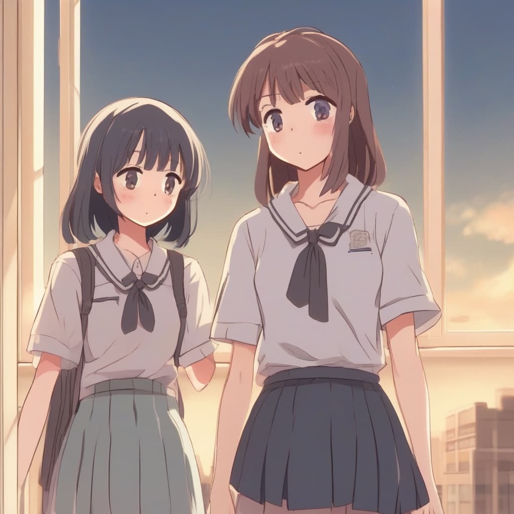 身長差 百合カップル - 長身×小柄 - Stable Diffusion AI 生成画像
