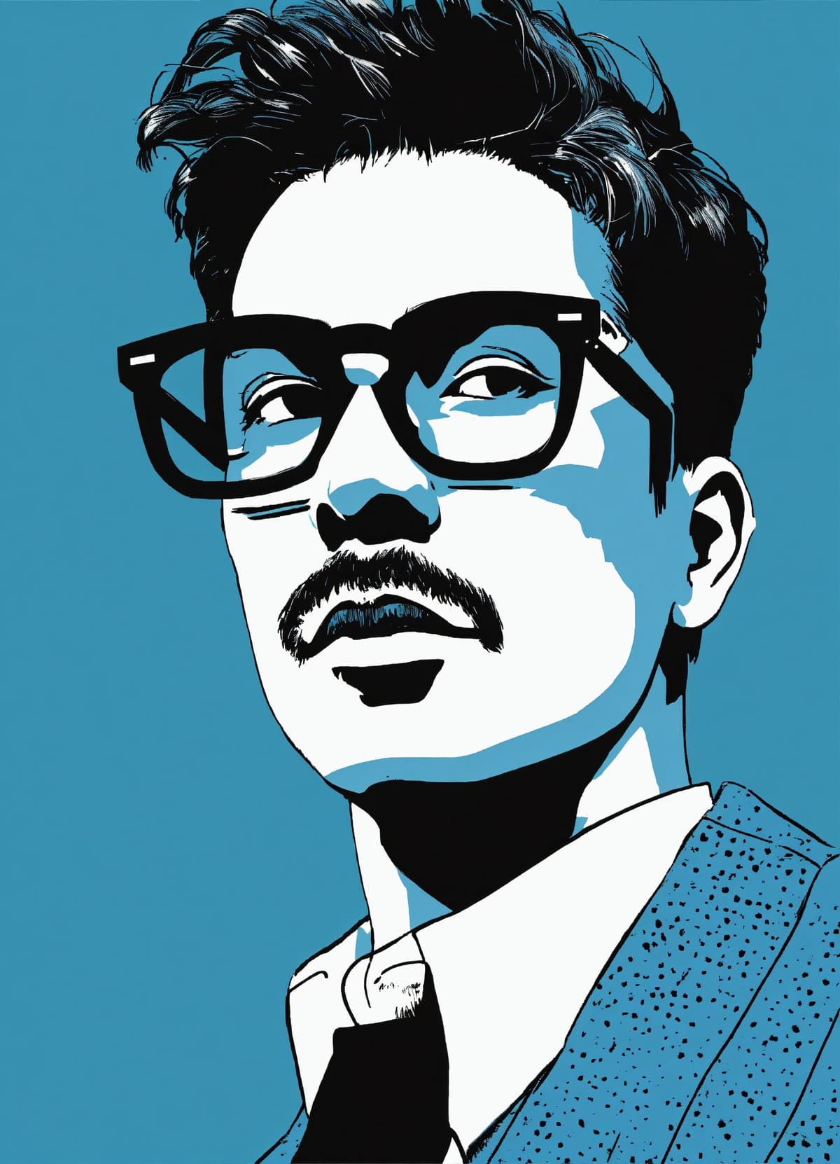 a black and white flat icon of a man with glasses, 90s mtv i...Stable Diffusion AI生成画像
