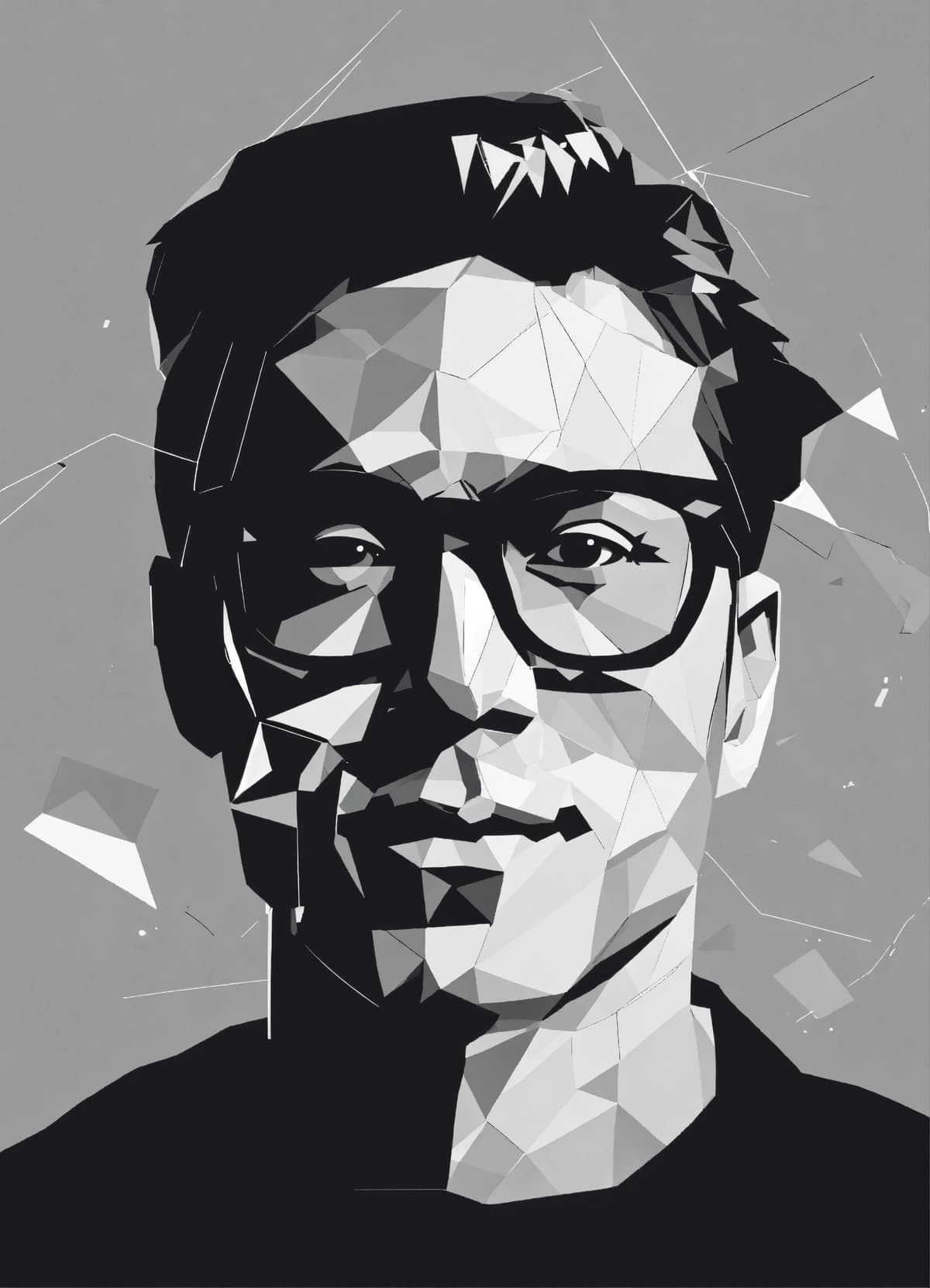a black and white flat icon of a man with glasses, 90s mtv i...Stable Diffusion AI生成画像