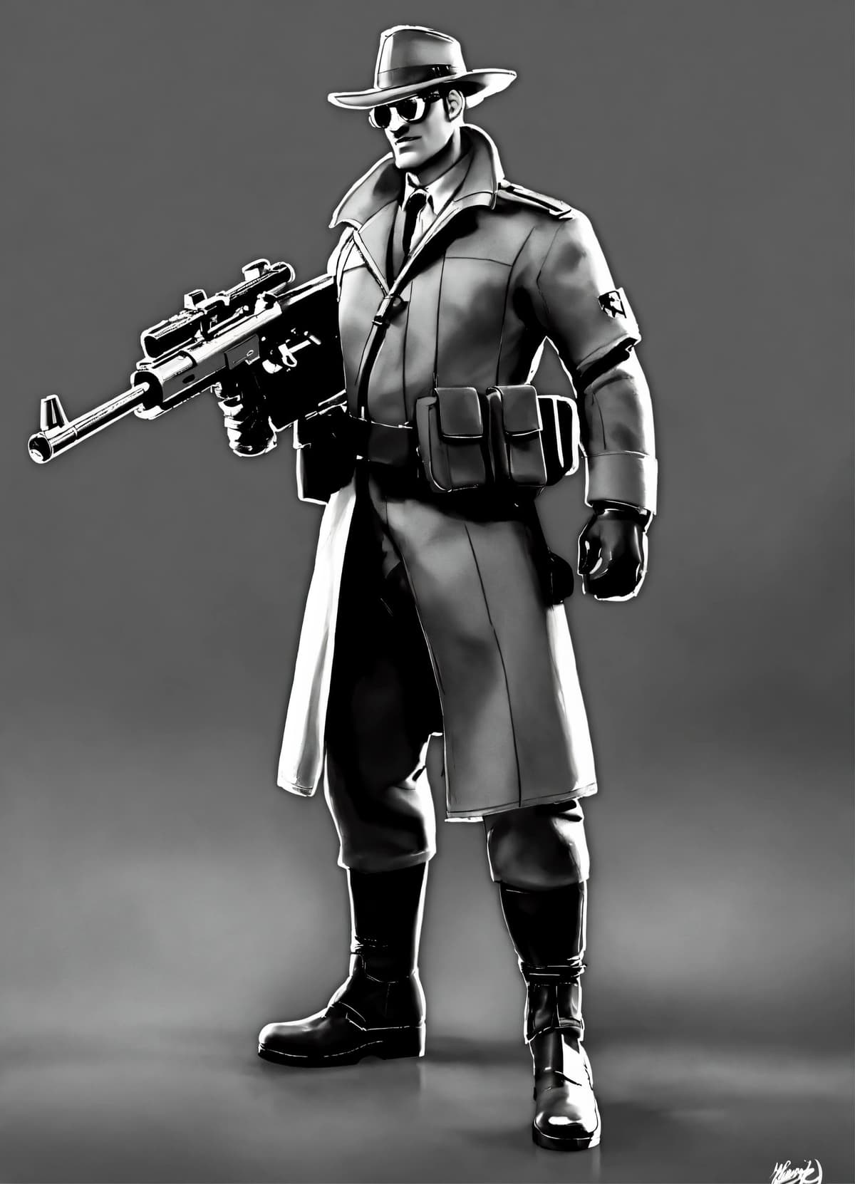 Team Fortress 2 スパイキャラクターのデジタルアート描写 - Stable Diffusion AI生成画像