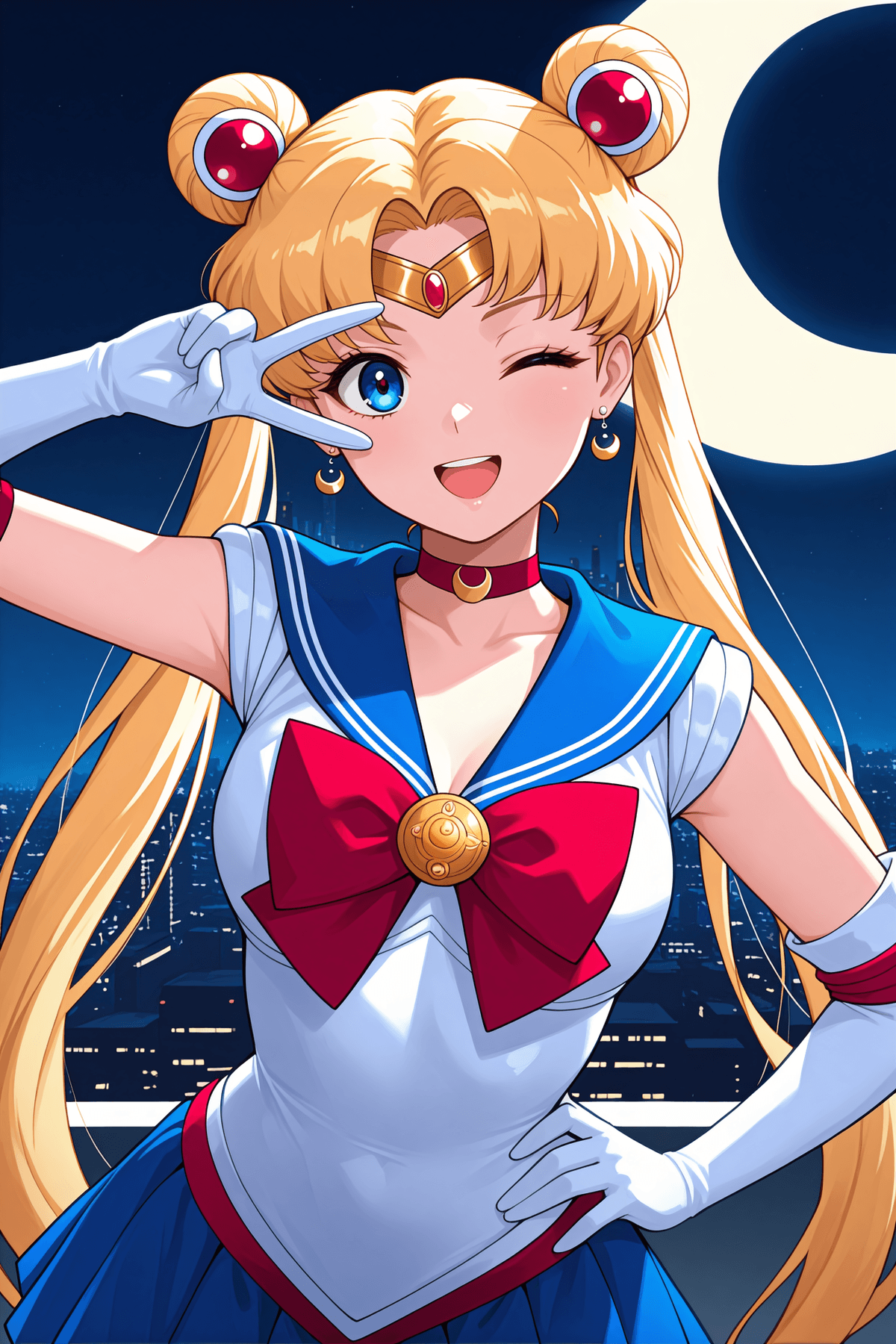 ツインテールの金髪セーラー服美少女 - Stable Diffusion AI生成画像